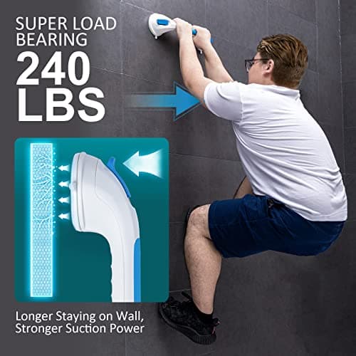 TAILI Shower Grab Bar Suction Grab Bars for Bathtubs and Showers, Heavy Duty Bath Handle Removable Bath Handrails for Seniors and Elderly, Bathroom Safety Grip No Drilling Waterproof,Blue - Thumbnail 2