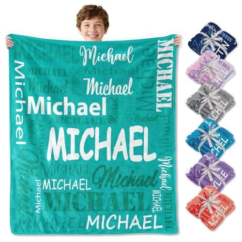Corissy Ships Next Day, Personalized Blankets and Throws Custom Blanket with Name Customized Flannel Blanket for Kids Christmas Blanket Gifts for Teen Girls Boys