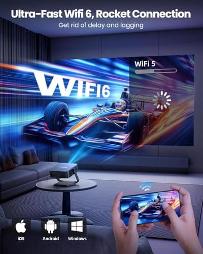[Built-in Netflix Apps] FUDONI Smart Projector with WiFi 6 and Bluetooth, Electric Focus Auto Keystone,1080P Full HD Projector with Prime Video/Youtube, Movie Proyector for Home & Outdoor - Thumbnail 4