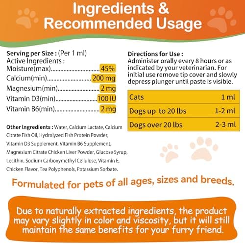 Oral Calcium for Whelping Dogs & Cats, Fast-Absorbing Calcium for Dogs, Supports Whelping Labor and Milk Production, Enhances Colostrum for Puppies, Daily Calcium Supplement for Pets - 1 oz - Thumbnail 5
