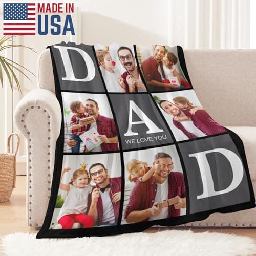Personalized Gifts for Dad from Daughter Custom Blanket with Picture Father's Day for Husband from Wife Customized Memories Souvenir with Family Photos Soft and Warm - Thumbnail 2