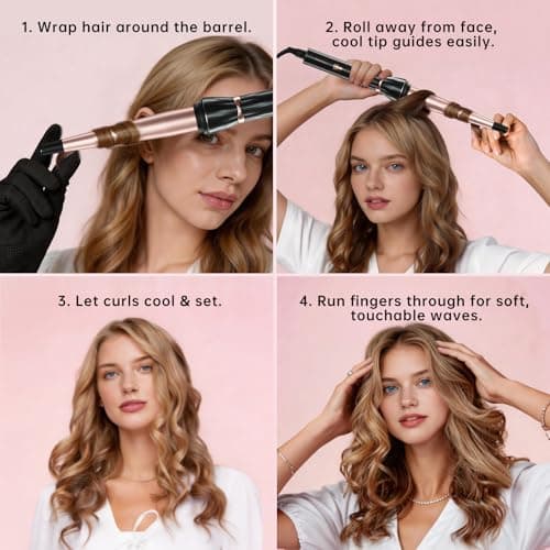 Hahahope Curling Wand 1/2–1 Inch Tapered Curling Iron, Ceramic Curling Wand Clamp-Free Hair Curler for Tight Curls, Beach Waves, Spiral & Ringlet Curls, Dual Voltage Travel Styling, 2 Heat Settings - Thumbnail 6