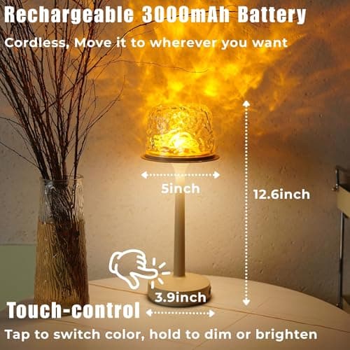 Waterproof Shower Light with Ocean Wave Projector - Rechargeable, Cordless Bathroom Lamp with 16 Colors, Remote & Touch Control, Dimmable LED for Shower, Bathtub, and Bedroom Relaxation (Khaki) - Thumbnail 4