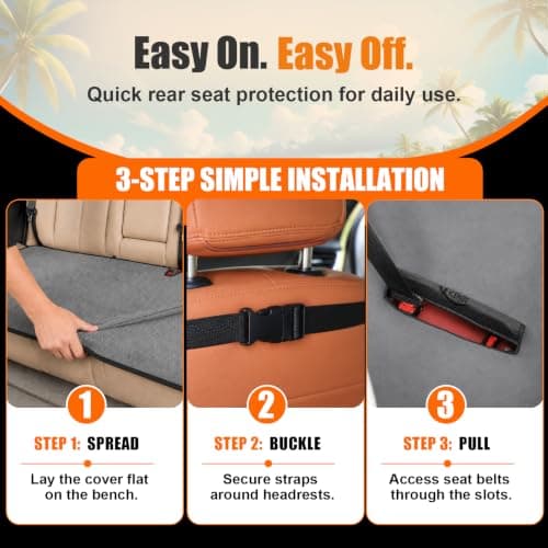 KIGEMOS Back Seat Cover, Waterproof Non-Slip Bench Seat Protector for Cars - Thumbnail 4