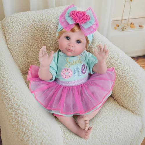 Milidool Lifelike Reborn Baby Dolls, 22 inch Weighted Cute Soft Body Realistic Newborn Baby Doll Real Life Baby Dolls Girl Gift with Feeding Toy Accessories Set for 3+ Years Old Kids, Grandma - Thumbnail 5