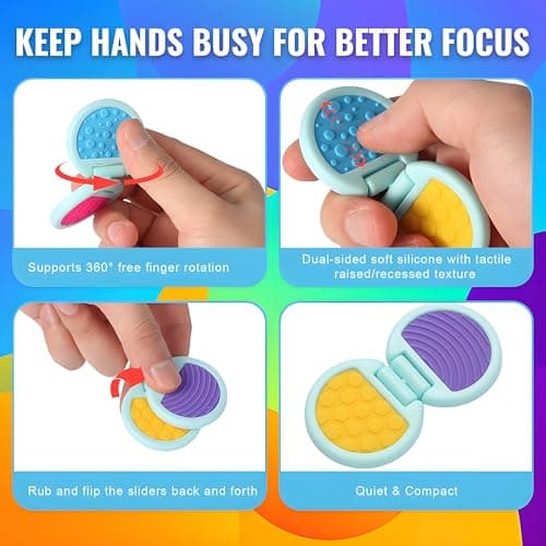 Fidget Toys Adults, Sensory Toys for Kids with Autism, Anxiety Relief Items for ADHD Stress Relief, Texture Worry Stone for Teens & Flip Slider - Treasure Box Toys for Classroom (3pcs) - Thumbnail 2