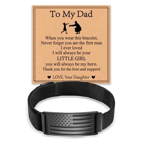 Miss Chipmunk American Flag Bracelet for Men Dad Son Brother Boyfriend Husband,Stainless Steel Bracelets Birthday Christmas Jewelry Gifts for Men Him(To My Dad from Daughter) - Image 1