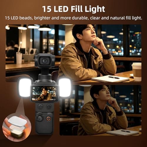 BRDRC 2PCS Pocket 3/4 Magnetic Auxiliary Light, USB C Rechargeable Mini LED Fill Light Attachment, 3 Color Mode & 3-Level Adjustable Brightness for DJI Osmo Pocket 3/4 & Xtra Muse Accessories - Thumbnail 3