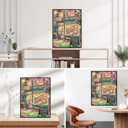 Lophomie Diamond Art Kits for Adults, 5D DIY Book Diamond Painting for Adults Beginners, Diamond Dots Kits Gem Arts Crafts for Home Wall Decor 12x16 Inch(Bookshop) - Thumbnail 3