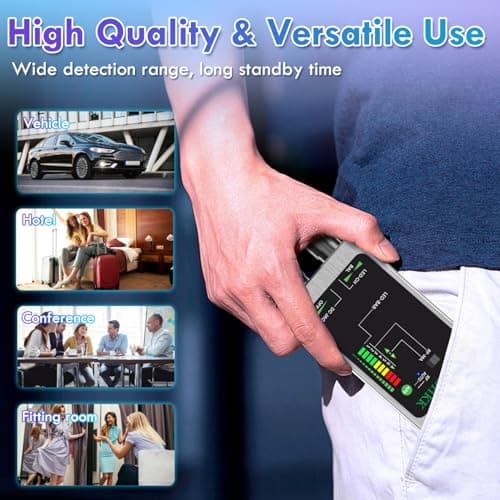 JMDHKK M8000 Hidden Camera Detector, Camera Finder,Bug Detector, Magnetic Tracker Detector, Portable Privacy Protection Device for Travel, Hotels, Vehicles, Offices, and Fitting Rooms (Silver) - Thumbnail 6