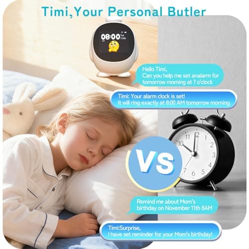 JAHUYU Smart Alarm Clock for Kids with AI Voice & Time Management, Sleep Trainer with 12 White Noise Sounds, Ok to Wake Night Light, Toddler Clock for Bedroom, Fun Educational Children Gift - Thumbnail 4
