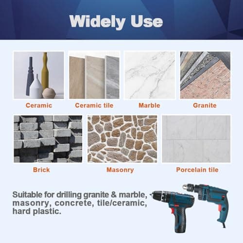 Diamond Drill Bit 1/5 1/4 5/16 3/8 1/2 inch - BRSCHNITT 1/4 inch Masonry Drill Bits Set for Porcelain Tile Ceramic Stone Granite Marble,Hex Shank Diamond Hole Saw Drill Bit(6pcs/Pack) - Thumbnail 3