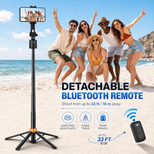 70" Auto Face Tracking Phone Holder, 360° Rotation Phone Tripod with Wireless Remote and Phone Holder, Selfie Stick Tripod for iPhone、Android Phone, Applied to YouTube, Vlog/TIK Tok - Thumbnail 6