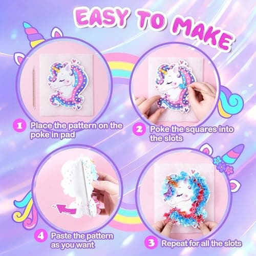 9PC Poke Art Kit for Girls Ages 4-8 | Princess Theme DIY Craft Kit | Mess-Free Fabric Puncture Painting | Creative Activity Gift for 6-12 Year Old Girls | Birthday Party Art Set - Thumbnail 4
