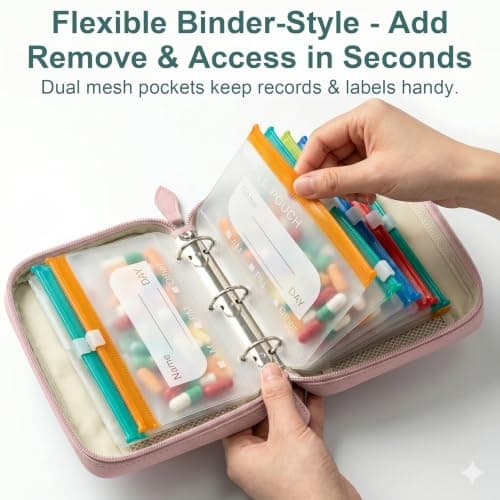 NeLiangIA 2 Pack Pink Weekly Pill Organizer, Waterproof Travel Pill Organizer with 7 Color Pouches, Pastilleros para Medicamentos, Travel Medicine Organizer for Gift & Family Use - Thumbnail 3
