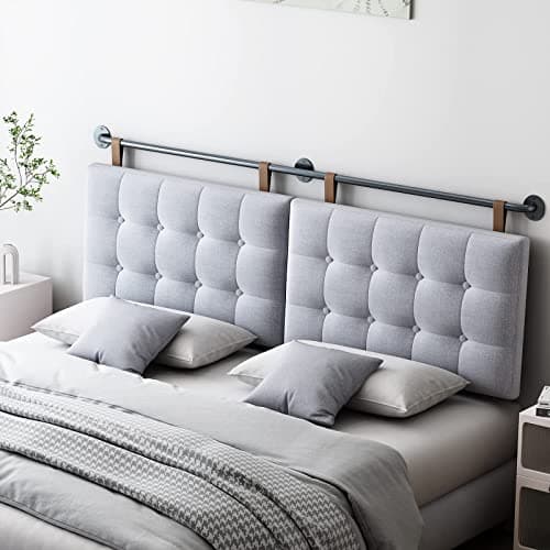 BSHOMGI Headboard Queen Size Headboards for Adjustable Bed Tufted Upholstered Head Board Only Gray Headboards, Fabric Line Headboard in Modern Button Design Bedroom(Gray, Queen) - Image 1