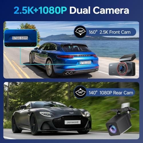 Yonvim Dash Cam 2.5K Front and Rear with 64GB Card, Car Dashboard Camera with WiFi GPS, 3.39" IPS Screen, WDR Night Vision, Loop Recording, G-Sensor, 160 Wide Angle - Easy Setup for Daily Commuters - Thumbnail 2