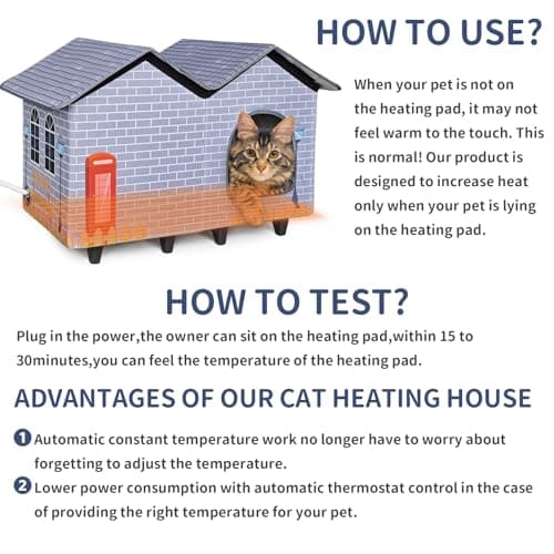 NAMOTEK Large Elevated Heated Cat Houses for Indoor/Outdoor Cats with Heated Cat Bed Waterproof， Insulated Providing Safe Feral Cats, Easy to Assemble Large (23" x 13" x 18") - Thumbnail 6