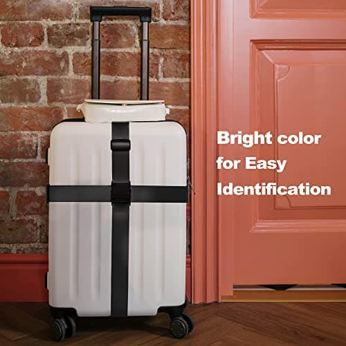 Luggage Straps for Suitcases TSA Approved Travel Belt 4 Pack by Chelmon (Black) - Thumbnail 6