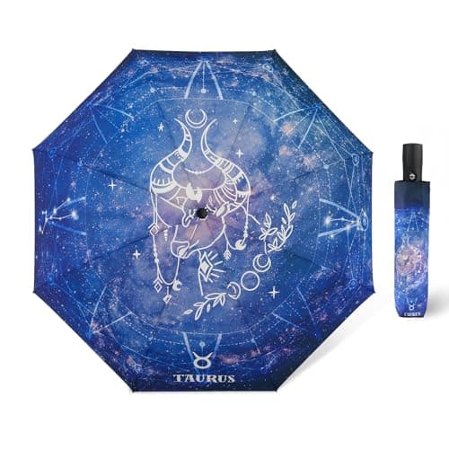 Natuquebrela Wind Resistant Umbrella Collapsible - Compact Folding Travel Umbrellas Automatic Cute Constellations Backpack Windproof Umbrella for Women - Image 1