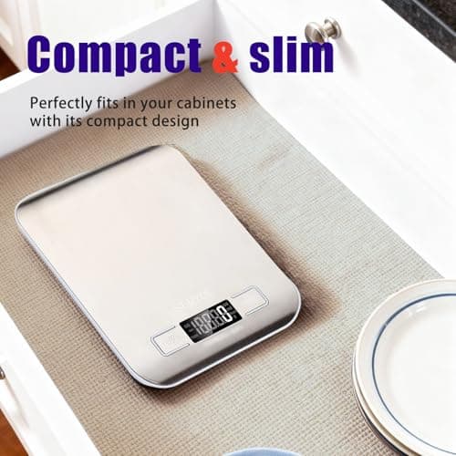 SURYOL Food Kitchen Scale High-Precision Digital Scale Accurate Weighing for Baking & Cooking Enthusiasts (Silvery & Black) - Thumbnail 3