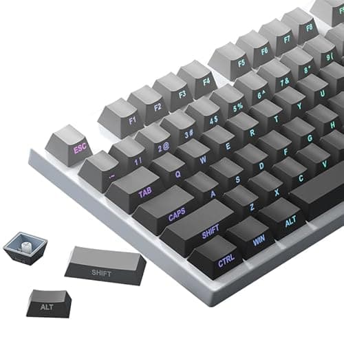 AKepopery PBT Keycaps-Side Printed,133 Keys Original Factory,Gradient Gray, Double Shot Shine Through for Cherry Gateron MX Switches Mechanical Keyboards