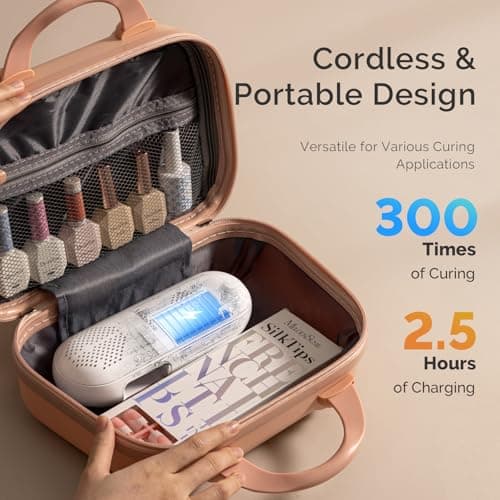 MelodySusie Compact Cordless UV Nail Lamp, P-PLUS20F with Innovative Rotatable Panel & UV Protection Design, Rechargeable UV Light Cures All Gels, Especially Rhinestone Glue & Liner Gel Polish Pink - Thumbnail 5