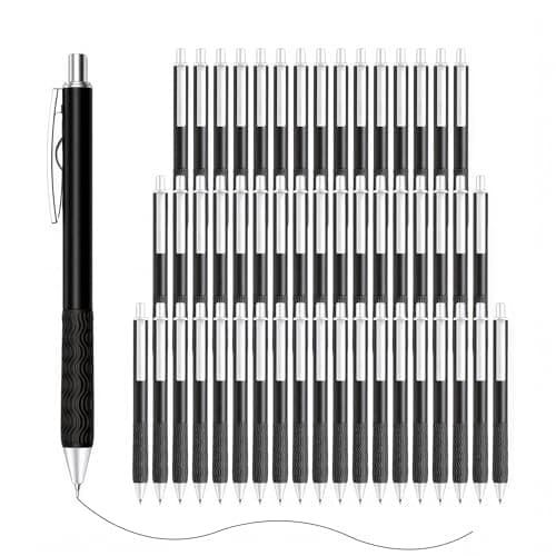 HZDIYAKE Black Gel Pens, 50 Pack Black Pens Bulk 0.5mm Black ink Fine Tip Pen, Smooth Writing, Click Gel Ink Roller Ball Pen for Office, nurses, families, and school diaries - Image 1
