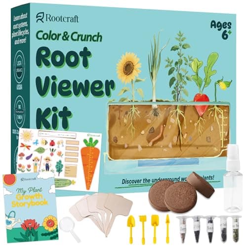Root Viewer Kit for Kids - Science STEM Toys with Fun Stickers & Storybook, Craft Planting Kits for Ages 4-12, Birthday Gifts for Girls & Boys 4 5 6 7 8 9 10 Year Old(A Size)