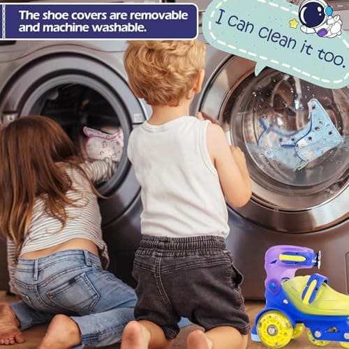 MoSoulais Astronaut Kids Roller Skates Adjustable Toddler Roller Skates with Light Up Wheels Kids Skates Birthday Boys Gift for Youth Children Beginner Ages 3 4 5 - Thumbnail 4