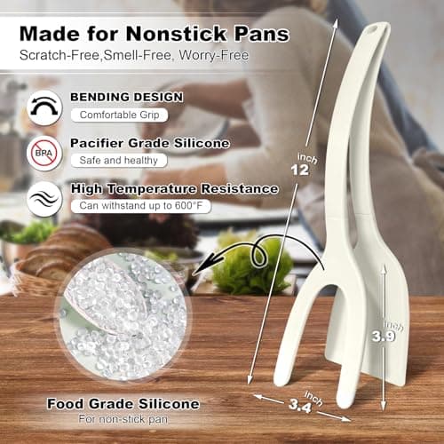 Silicone Spatula, BPA Free Kitchen Spatula, High Heat Resistant Rubber Spatulas, Ideal Kitchen Utensils for Non-Stick Pans, Sautéing, Frying, Baking, Turning and Flipping - Thumbnail 2
