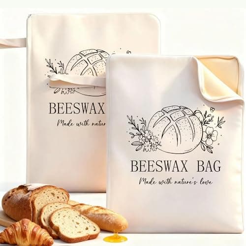 WiNDANCE 2 Pack Beeswax Bread Bags with Zipper, XL(13x17in) Sourdough Bread Storage for Homemade, Freezer Storage Bag to Keep Fresh, Cotton Beeswax Container, Baguette Bag with Liner Kitchen Baking - Image 1