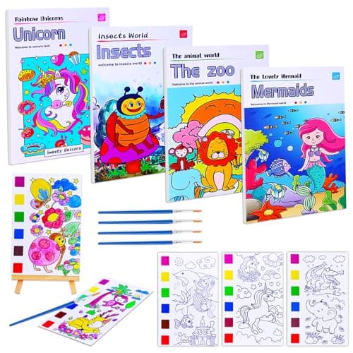 JUNQIU 4Pack Paint with Water Books for Kids, Watercolor Painting Coloring Books for Toddlers, Magic Paint Set for Kids, Art Craft Kits Easter Basket Stuffers For Girls Boys - Image 1