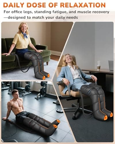 JZBRAIN Leg Massager with Heat and Compression : Foot and Calf Massager for Circulation and Pain Relief, Sequential Compression Boots with 6 Modes, 9 Intensity, 3 Heat - Gifts for Mom, Dad, Him, Her - Thumbnail 5
