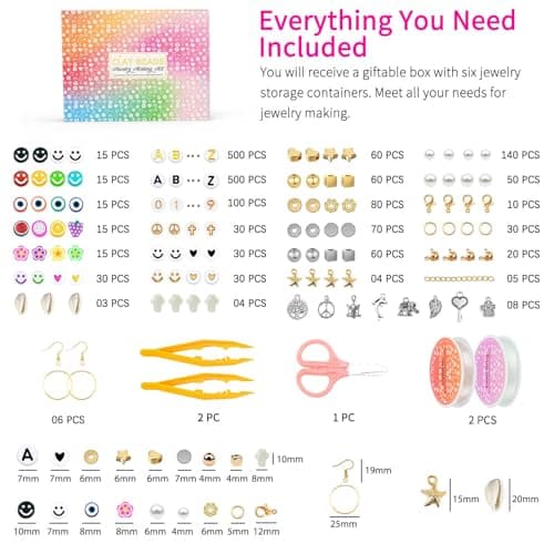 Friendship Bracelet Making Kit 96 Colors, 900pcs Letter Beads, 100pcs Number Bead, Gold Silver Spacer Charms for Concert Bracelets Jewelry Craft - Thumbnail 3