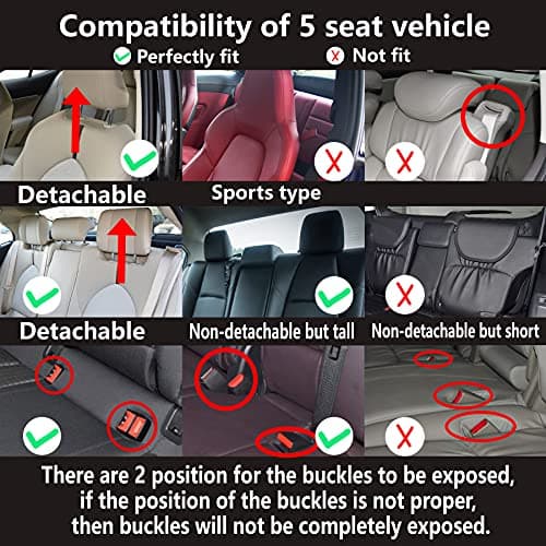 CAPITAUTO Leather Car Seat Covers, Waterproof Faux Leatherette Cushion Cover for Cars SUV Pick-up Truck Universal Fit Set for Auto Interior Accessories(2 Front Red&Black) - Thumbnail 6