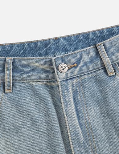 Aelfric Eden Rhinestone Wide Leg Jeans High Waisted Loose Streetwear Straight Baggy Denim Pants Vintage Y2K Trousers Blue - Thumbnail 5