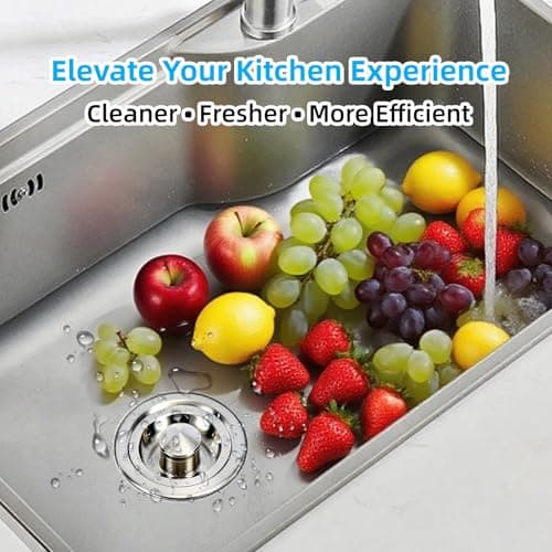 Kitchen Sink Drain Assembly, Stainless Steel Removable Deep Sink Strainer Basket, 3-1/2 Inch Sink Drain Stopper Plug, Sealing Lid - Thumbnail 5