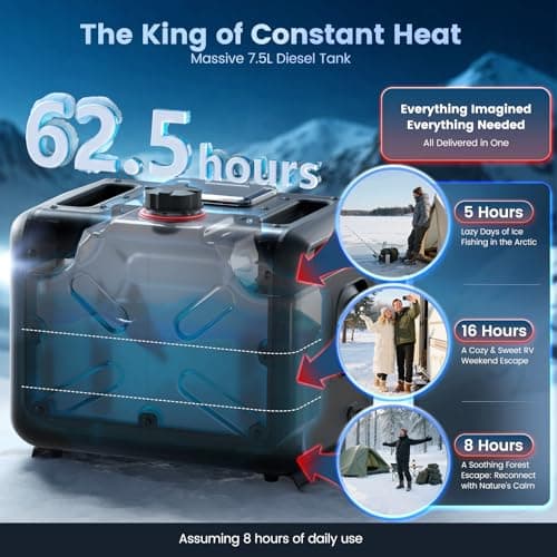 8KW Diesel Heater, All in One 7.5L Toolbox MAX Diesel Air Heater 110/12/24V Parking Heater with App Control, Wireless Temperature Sensing and Altitude Mode for RV Garage Camper 2025 Upgraded - Thumbnail 4