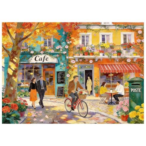 Romantic Cafe Puzzles for Adults 1000 Pieces,Impossible Hard Difficult Challenging Jigsaw Puzzles for Adults 1000 Pieces,Puzzle with Letters on Back,Recycled Paper Jigsaw Puzzle(27.6"x19.7")