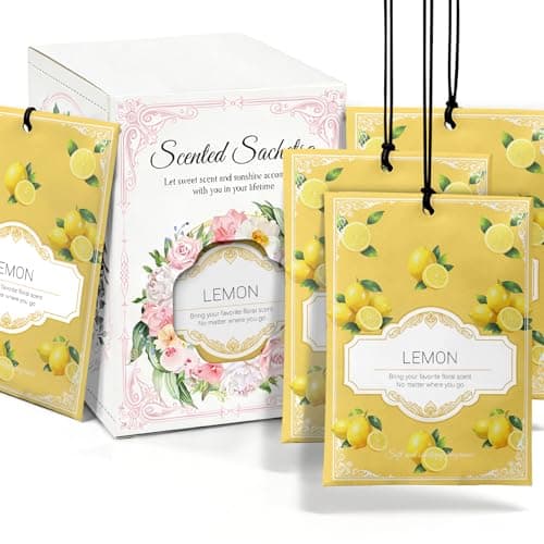 YAXUNDZ Lemon Sachets for Drawers and Closets - 12 Pack Long Lasting Odor Eliminator Bags, Natural Fresh Scent for Wardrobe, Storage, Car & Home, Air Freshener Sachets - Image 1