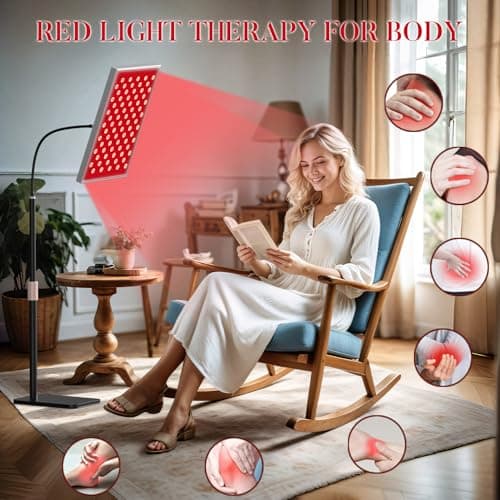 i-Venoya Red Light Therapy for Body: Infrared Light Therapy Panel Lamp with Stand, 660nm Deep Red and 850nm Near Infrared LED Device at Home for Face and Body - Thumbnail 3