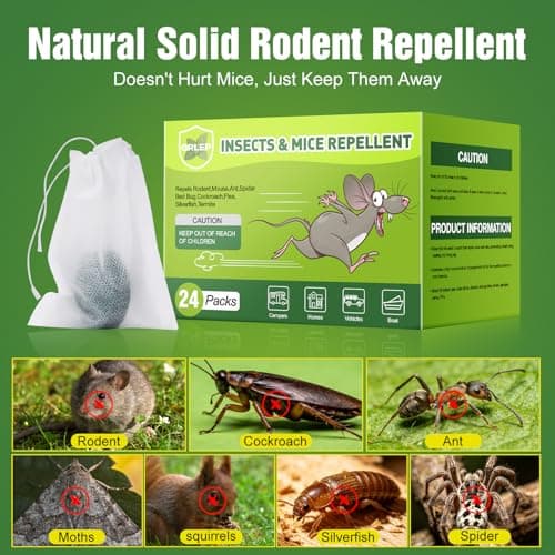 24 Packs Mouse Repellent Peppermint Oil Pest Control Repeller for Rodents Rats Spider Roach Ant Squirrel Indoor & Outdoor, Natural Mice Deterrent Pet & Family Safe Alternative to Traps & Poison - Thumbnail 3