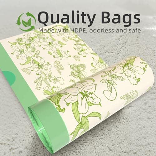 Trash Bags 13 Gallon with Drawstring & Lily Printed, Leakproof and Odor Control Garbage Bags 13 Gallon Tall Kitchen, Tear-Resistant Kitchen Trash Bags for Home, Portable Garbage Bags, 50 Count - Thumbnail 5