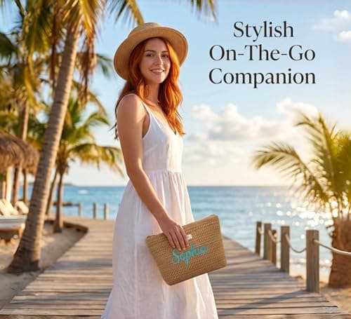 Personalized woven travel makeup bag, with extra-large capacity and thick inner lining, crafted with embroidery technique. It is convenient to carry and is a must-have bag for women on the go. - Thumbnail 6