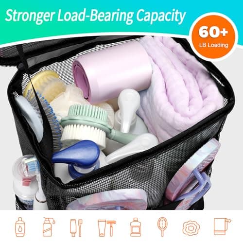 Dorm Room Essentials for Girls, Mesh Shower Caddy Hanging, Large Capacity Toiletry Bag for Women, Quick Dry Shower Bag for Camping, Cruise, Travel Essentials, Christmas Birthday Gifts for Women Girls - Thumbnail 3