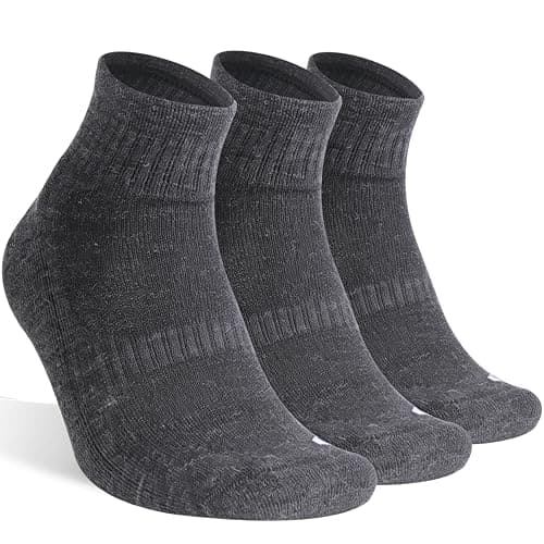 RTZAT 3 Pairs 90% Merino Wool Ankle Socks for Men Women Business Casual Wool Ankle Thin Hiking Running Athletic Support Breathable Arch Support Cushioned Low Cut Sock - Grey X-Large - Image 1