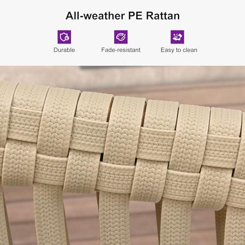PURPLE LEAF 9 Pieces Outdoor Dining Set with Patio Aluminium Square Dining Table and Wicker Chairs Modern Furniture Cushions Sets for Backyard Indoor Decor Kitchen Teak - Thumbnail 2