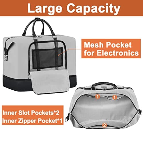 Travel Weekender Bags for Women, Overnight Bag with Shoe Compartment, Oversized Travel Duffel Bag Carry On Tote with Trolley Sleeve 21" for Weekend Travel Business Trip - Thumbnail 4