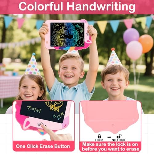 Unicorn Toys LCD Writing Tablet for Girls Kids, Colorful Toddler Toys Drawing Board, Educational Kid Toys Doodle Pad Toys for 3 4 5 6-12 Years Old Girls Boys Birthday Party Christmas Gift, 8.5 Inch - Thumbnail 4